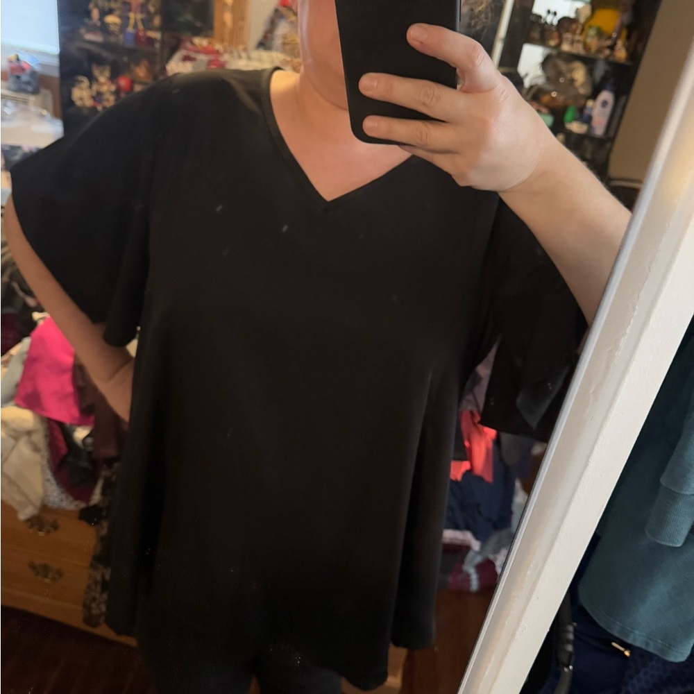 SHEIN Black Short Sleeve Boxy Blouse